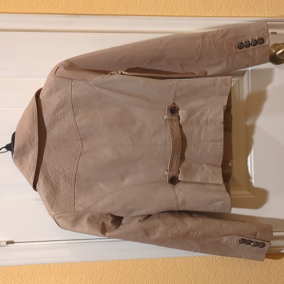 Leather Jacket Beige Size M - Picture 8 of 13